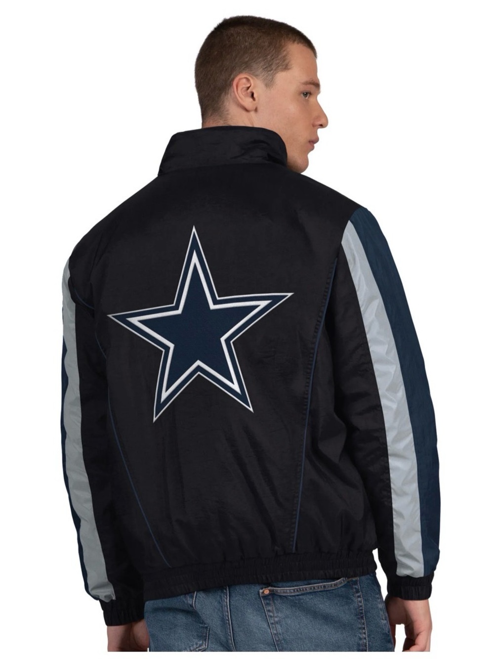 Vintage Starter Dallas Cowboys Jacket Mens L Oversized Retro 90s Half Zip NWT - Picture 2 of 10